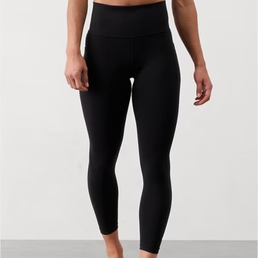 Athleta Womens Black Salutation Powervita 7/8 Tight Leggings XS High Rise Pocket